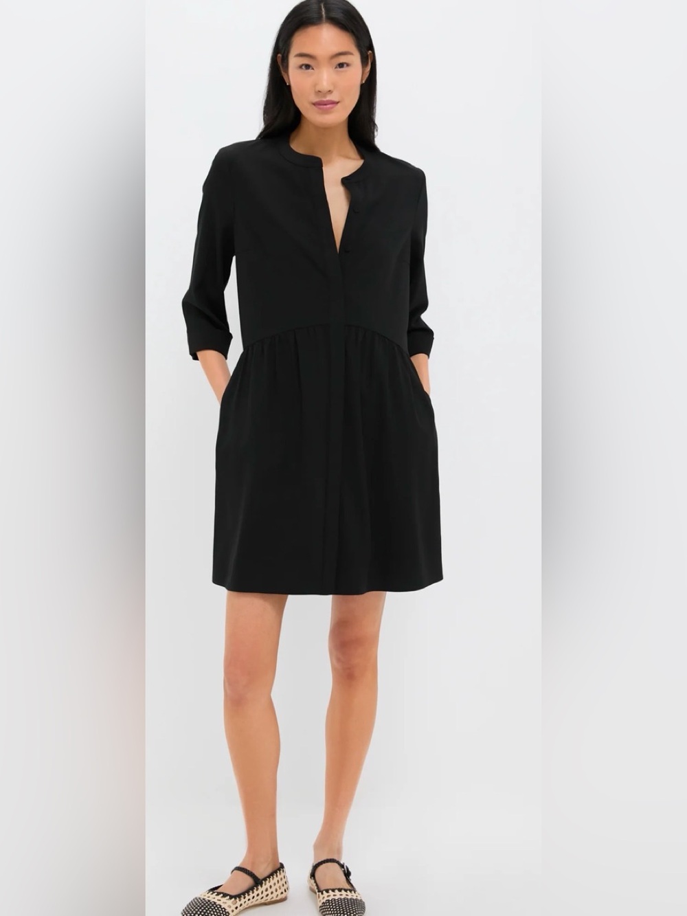 Tuckernuck Black Stretch Crepe Royal Shirt Dress online now for 148